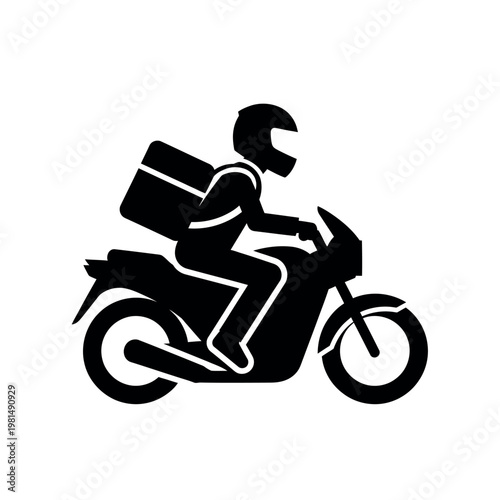 Motorcycle food delivery icon silhouette.