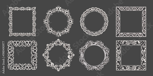 Collection of ornate vintage style picture and decorative frames