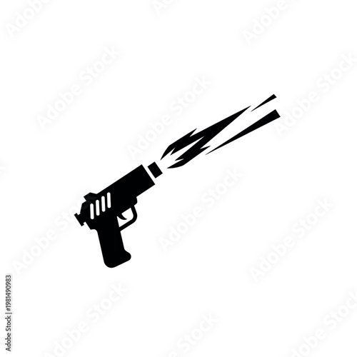 Pistol Firing Gunshot Muzzle Flash Vector Icon.