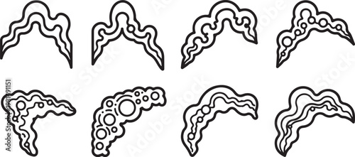 Line art sketches of eight different dog head profiles Vector