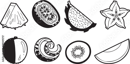 A vibrant collection of fresh fruit and vegetables for healthy eating Vector