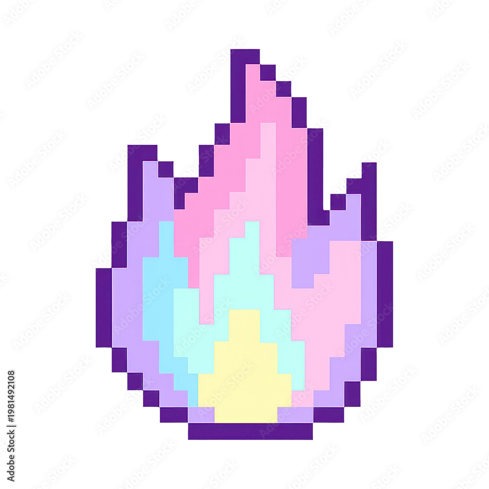 Fototapeta premium PNG Vibrant pixel art flame illustration.