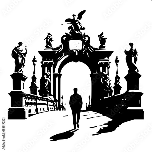 Historic European Stone Bridge Solid Shape