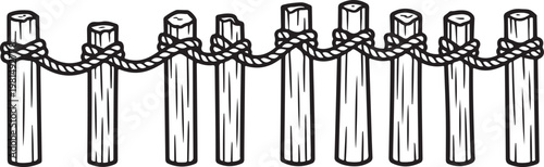 An illustration of a row of antique black oil lamps with glass chimneys Vector