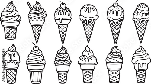 Various types of neckties arranged in a grid pattern Vector