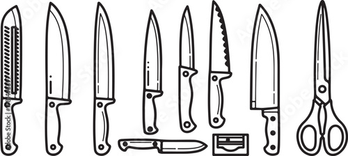 Illustration of various types of scissors for different uses Vector