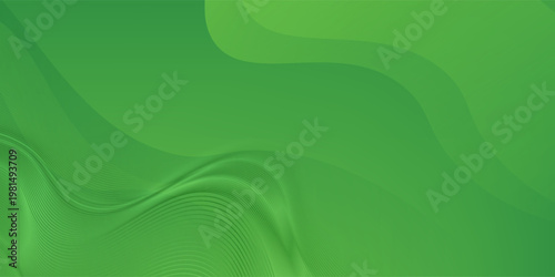 Abstract green background with smooth flowing curves and gradient shades. A fresh and dynamic design, ideal for nature themes, eco-friendly concepts, and modern digital applications.