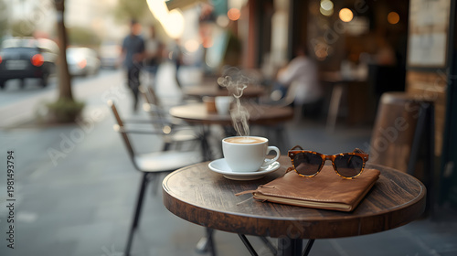 Outdoor Cafe Table with Coffee and Book
