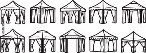 Variations of open barn doors with different hinge configurations Vector