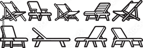 Line art rendering of various chairs and seating furniture Vector