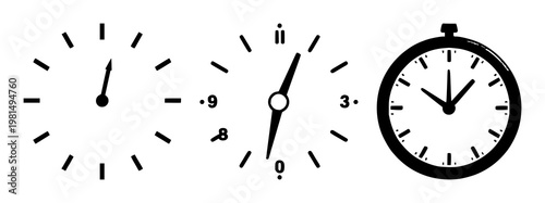 On-time delivery service icon set with a clock graphic and arrow illustration featuring punctuality, speed, urgency with fast shipping and express service