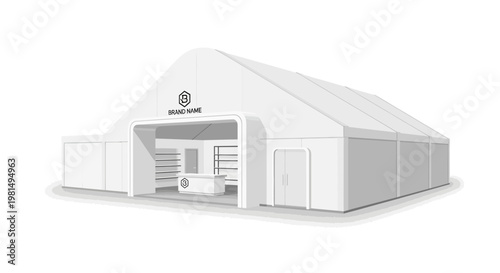 Modern Modular Exhibition Tent Structure with Display Booth and Reception Desk
