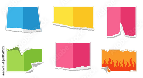 Torn Paper Pieces Collection: Colorful Ripped Paper Shapes for Design