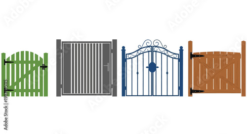 Variety of gates: wooden, metal, wrought iron, modern, rustic, for garden and property.