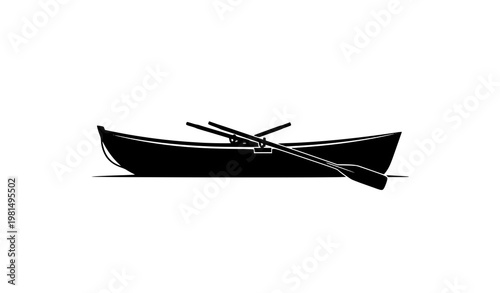 Bote de remos silueta vector minimalista negro