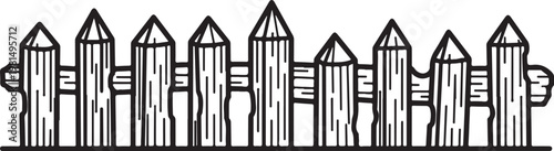 A row of identical black wooden houses in a neat line Vector