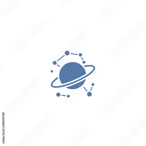 Blue planet with ring system icon.