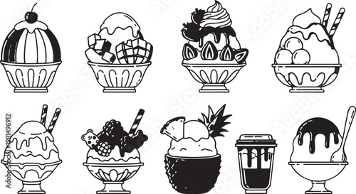 Colorful illustrations of hot air balloons and a vintage hot air balloon basket Vector