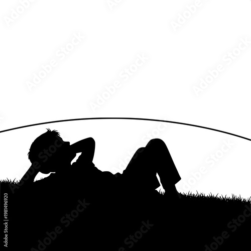 Silhouette of couple relaxing under hula hoop at sunset in summer field