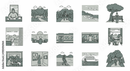 Hand drawn collection of ancient Greek style art featuring falling 100 dollar bills and flying banknote currency to represent a business wealth concept