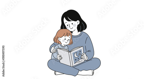 Mom Reading Bedtime Story to Child