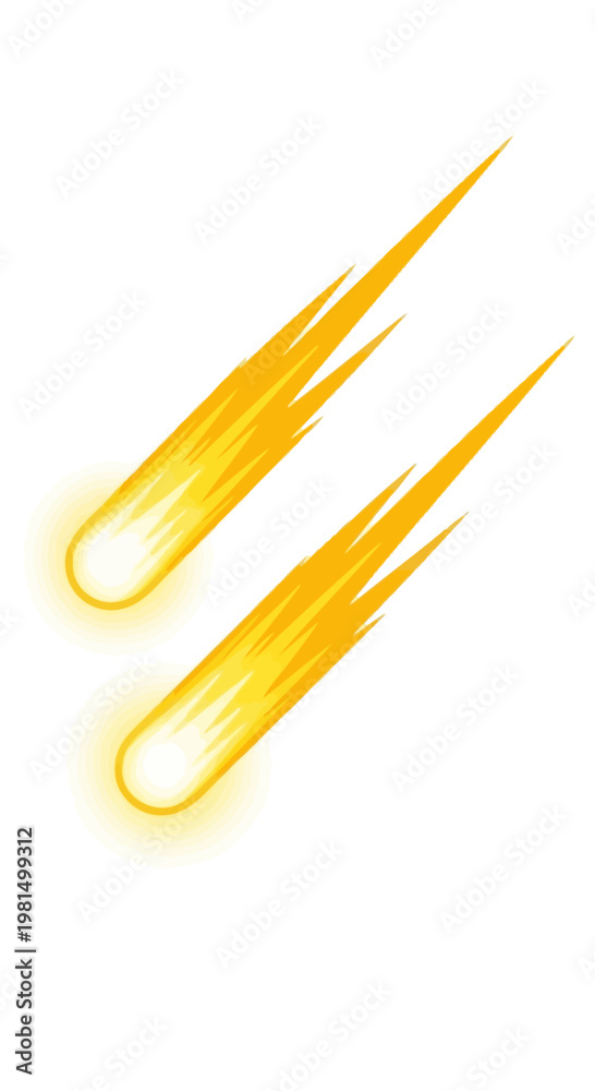 Obraz premium Two Fiery Comets Streaking Across White Background