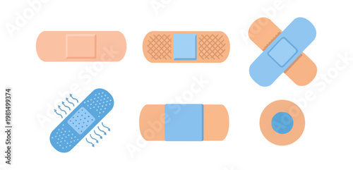 Adhesive bandages collection illustration on black background