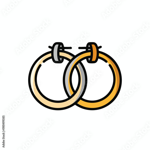 Closely Wrapped Gold and Silver Hoop Earrings Displayed on a White Background