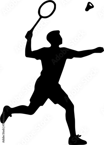Badminton player silhouette vector