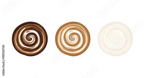 Three Swirls of Creamy Chocolate and Vanilla Frosting