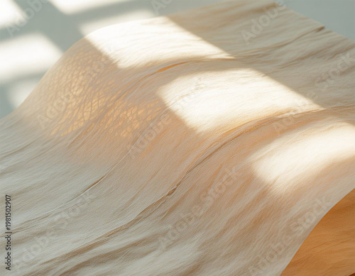 Natural wood texture with soft sunlight shadows creating warm minimal background