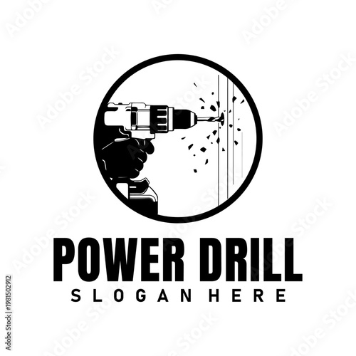 POWER DRILL LOGO DESIGNS VECTOR ART