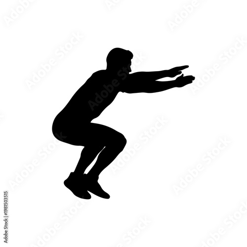 Person performing jumping squat cardio strength training exercise Vector illustration