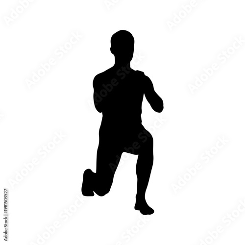 Person performing lunges exercise for leg strength and body balance Vector illustration