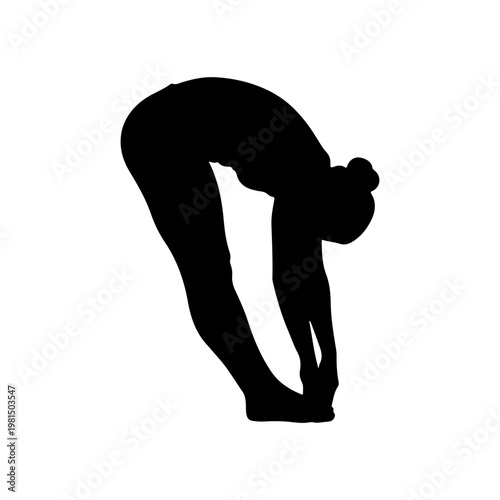 Person performing forward bend stretching exercise for flexibility Vector illustration