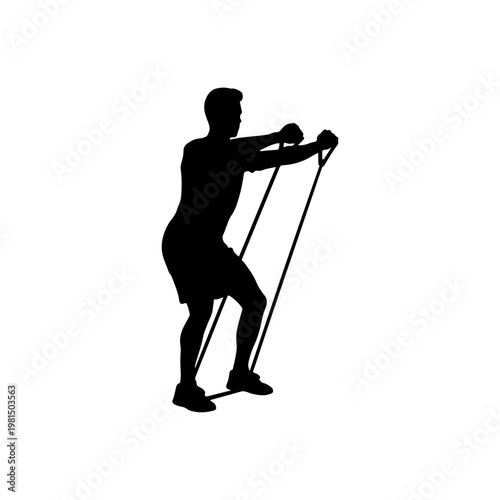 Person using resistance band for strength training exercise Vector illustration