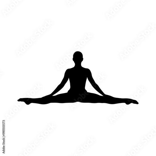 Woman stretching legs sideways for flexibility and fitness training Vector illustration