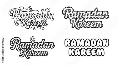 Ramadan kareem arabic calligraphy and typography text designs collection for islamic celebrations and religious