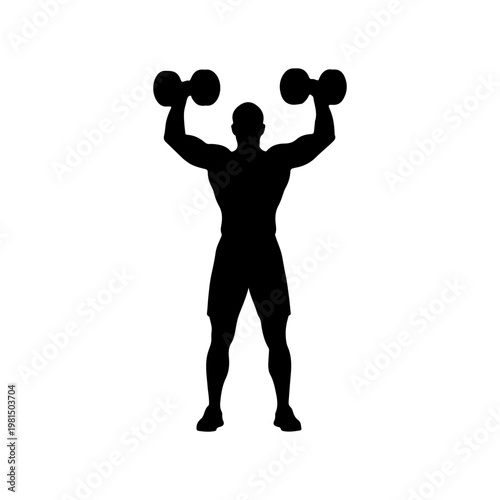 Man holding dumbbells in standing posture for balanced strength workout Vector illustration