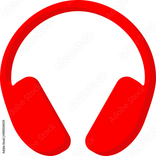 Red audio headphones vector icon for music listening and sound
