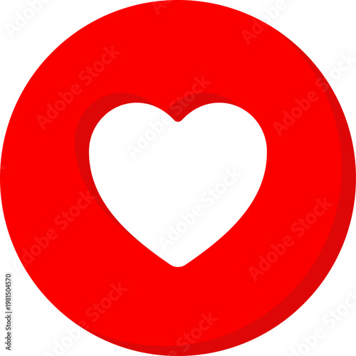 Red circular heart icon for social media like and favorite button