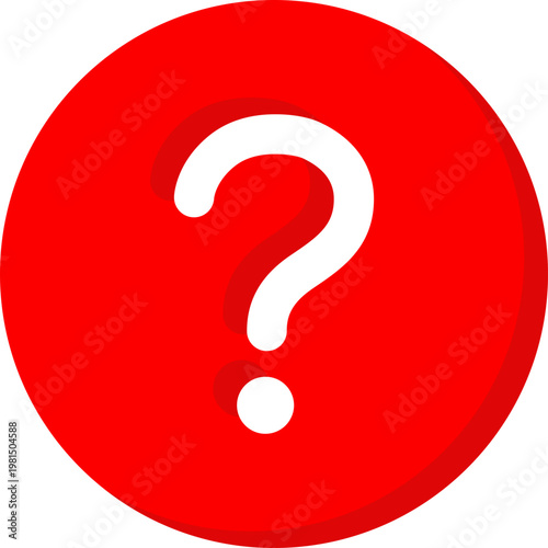 Red circular question mark icon for help center and faq support
