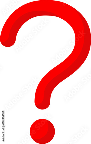 Red question mark vector icon for help support and information