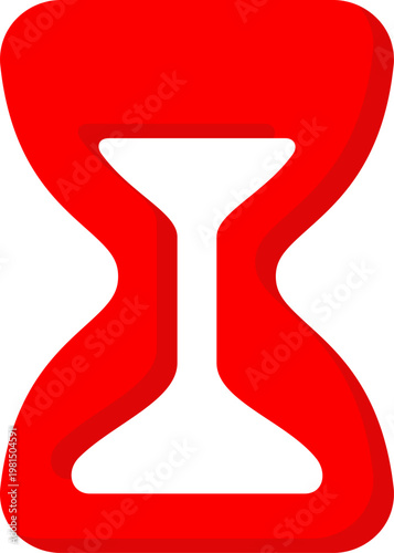 Red hourglass vector icon for time management and deadline wait