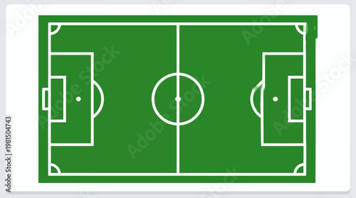 Football Field Layout Diagram on Isolated White Background