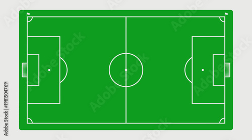 Soccer Field Perspective: An aerial view showcases a meticulously manicured soccer field, its vibrant green expanse marked with precise lines, ready for the next match.