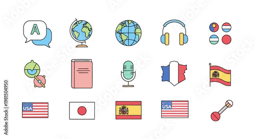 Flags and symbols of countries icons.