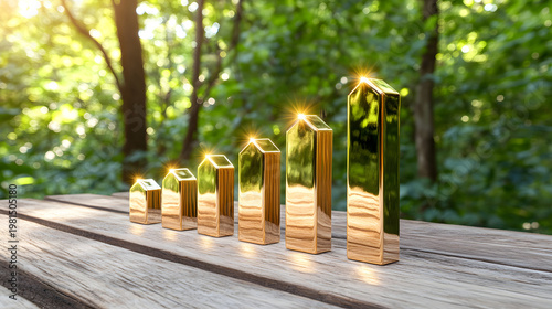 Financial growth bar chart gold bar business success profit investment economy statistic data