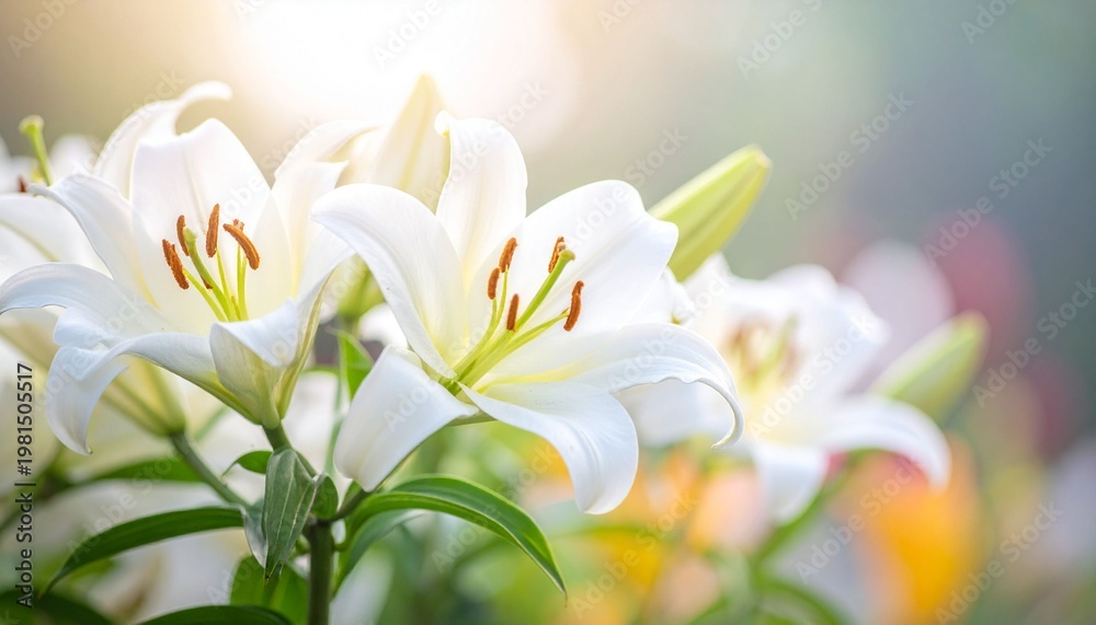Fototapeta premium White lilies in sunlight