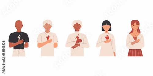 Diverse people holding hearts symbolizing love empathy and emotional connection